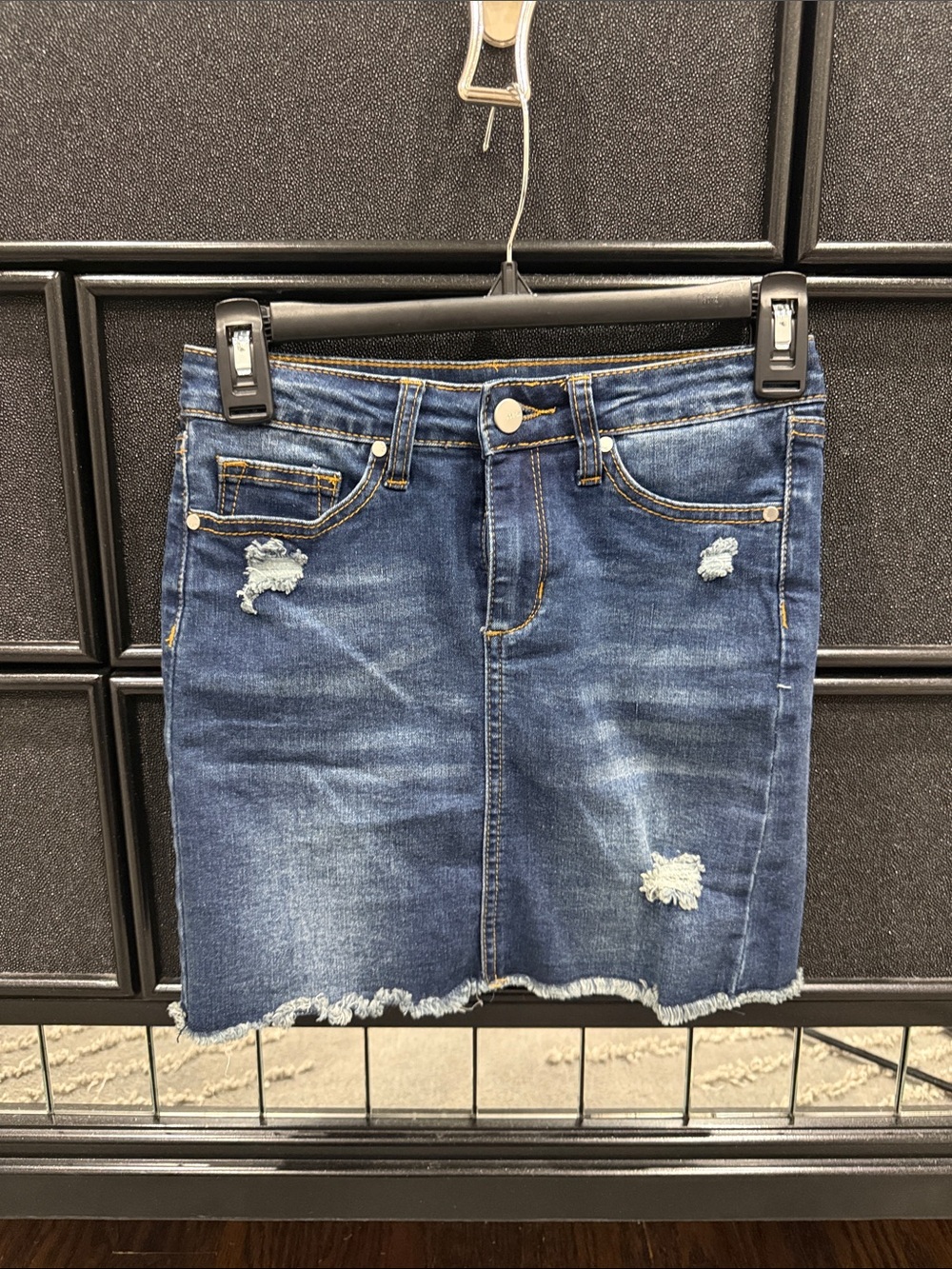Joe's Jeans Distressed Dark Blue Denim Mini Skirt